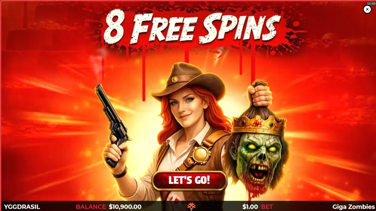 Tampilan layar slot Giga Zombies dengan tema hutan Mesoamerika dan zombie