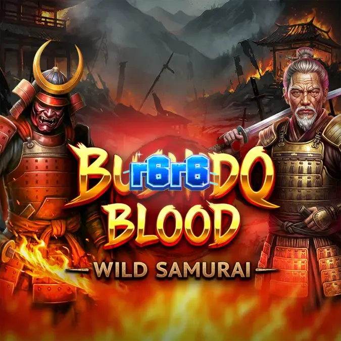 Tampilan visual slot Bushido Blood dengan latar belakang pemandangan Jepang dan grid kayu.